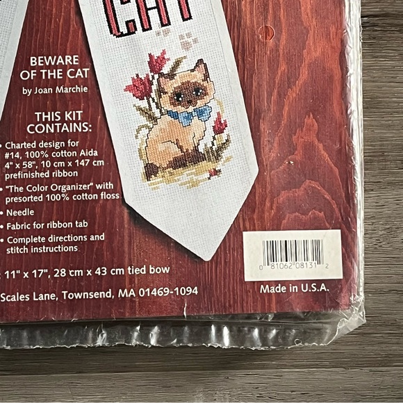 NWT Bow Ties Beware of the Cat Counted Cross Stitch Kit - Picture 9 of 13